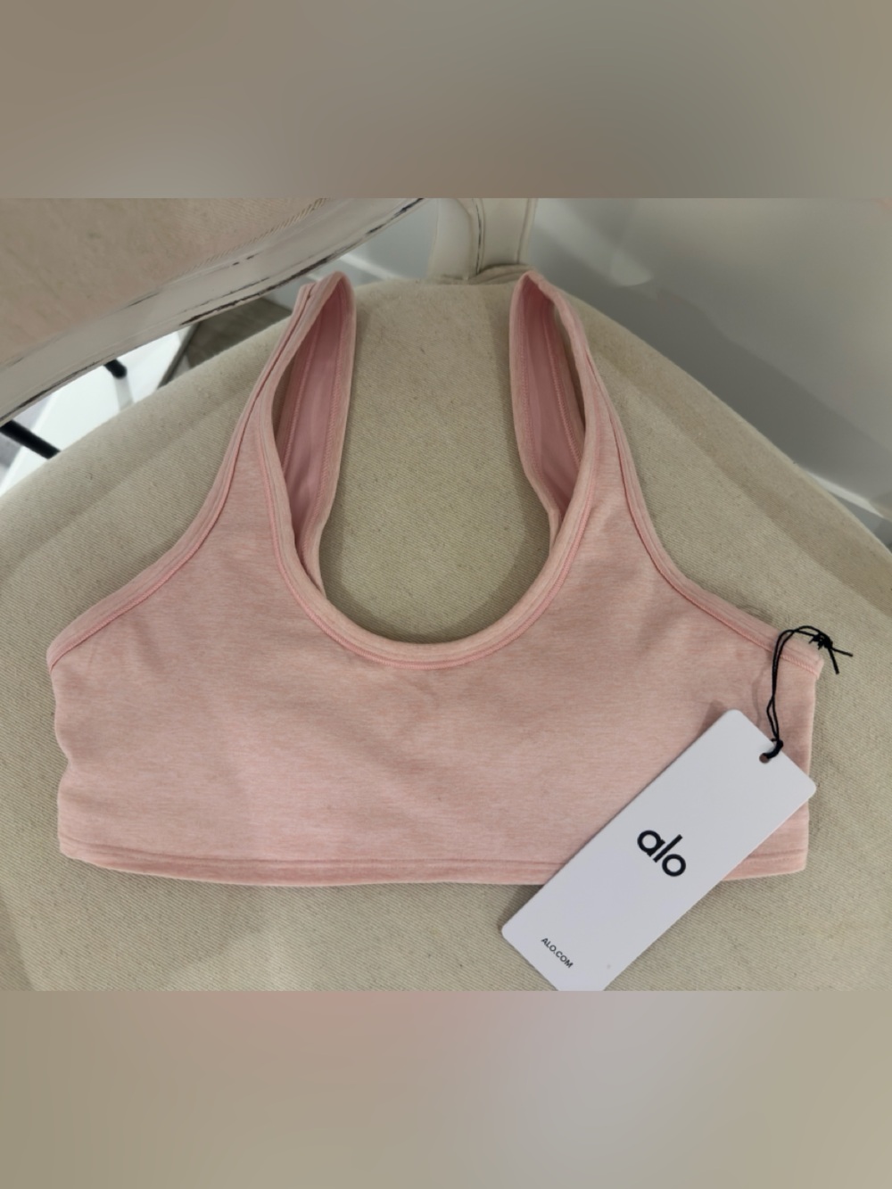 NWT Small Alosoft Center Stage Bra in Pink Marshmallow Heather Limited Edition